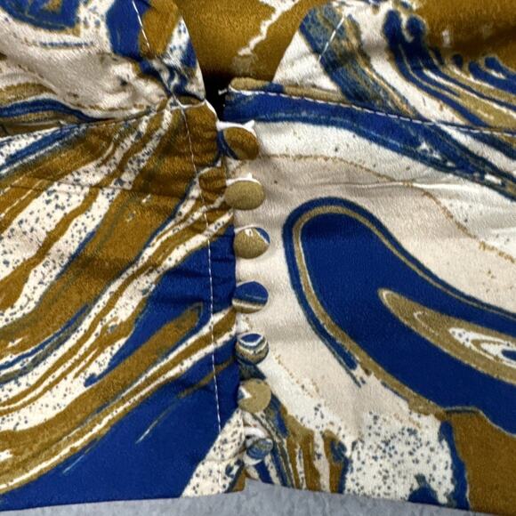 Love X Design Deep V-Neck Crop Top Balloon Sleeves Abstract Watercolor Size XL - Picture 6 of 9